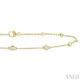 1/4 ctw Bezel Set Round Cut Diamond Station Anklet in 10K Yellow Gold